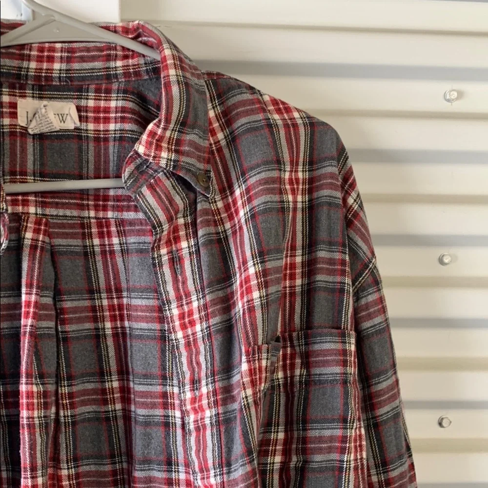 J. Crew Red and Gray Checkered Shirt